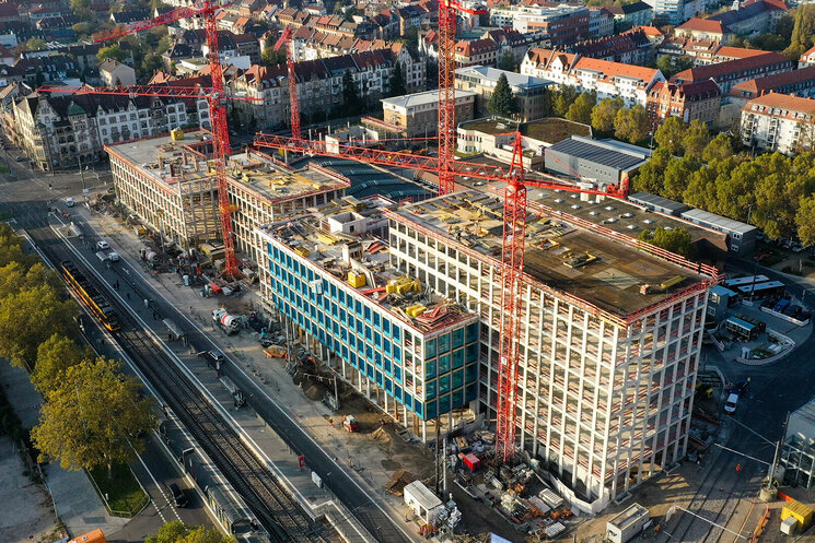 Luftbild Gebäude im Bauzustand