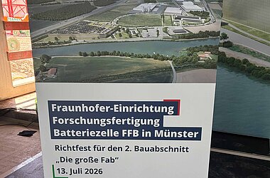 Richtfest für zweiten Bauabschnitt der Forschungsfertigung Batteriezelle in Münster © KREBS+KIEFER