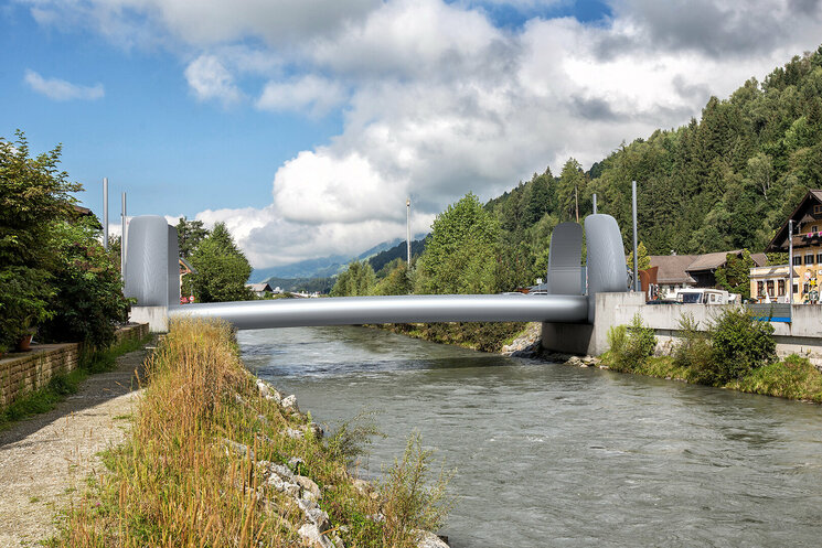 Seitenansicht Brücke über Fluss