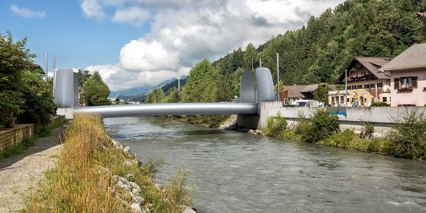 Seitenansicht Brücke über Fluss