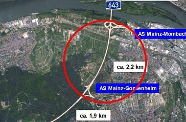 Planungsbereich 6-streifiger Ausbau der A643 © Autobahn GmbH