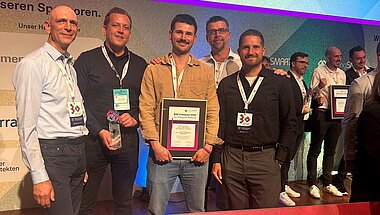 Von links nach rechts: Martin Krausmann (ARC-GREENLAB), Fabian Götzel (ARC-GREENLAB), Maximilian Focke (GI-CONSULT) Heiko Kube (GI-CONSULT), Kay Franke (KREBS+KIEFER)
