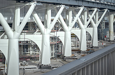 Tragwerk der Skyline-Bahn-Station © AS+P Albert Speer + Partner GmbH | Foto: Studio Olaf Becker